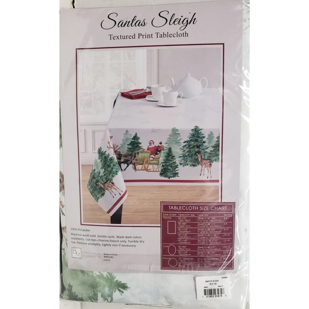 Printed Linen Tablecloth 60
